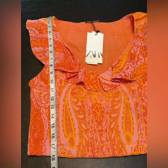 Zara Orange and Pink Patterned Sleeveless Top size L NWT - Picture 10 of 11